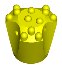 Laden Sie das Bild in den Galerie-Viewer, Stiftbohrkrone 76mm R32 "ES" gehärtet / Button Bit 76mm R32 "ES" with carbides