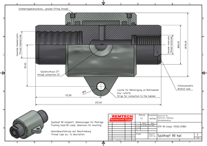 Spülkopf R32-R32 kpl. - Welle 80mm / Flushing Head R32-R32 compl. Shaft 80mm